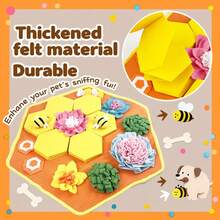 KM-P Dog Snuffle Mat Puzzle Slow Feeder Treat Hiding Toy With Squeaky Bee, Machine Washable Non-Slip Hidden Snack Mat - Yellow - View 6