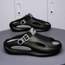 Men's Summer Sports Slip-On Sandals, Backless Slides, Beach Slippers, Breathable Sandals - Black - View 3