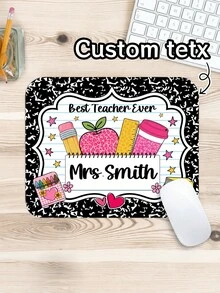 1pc Customized Teacher Mouse Pad Personalized Gift, Teacher Appreciation Gift, Back To School Gift, Thank You Gift, Teacher Custom Name, Desk Accessories,Classroom Decor Desk Mat - Multicolor - View 1