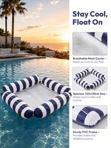 URBANWAVE Stripe Inflatable Water Hammock Float Lounge, Portable PVC Pool Floating Chair With Headrest, Summer Beach Swimming Pool Water Float For Adults - Multicolor - View 3