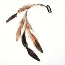 1pc Artificial Feather Bohemian Style Hair Clip, Tassel Design With Snap Button, Adds Bohemian Vibe To Women's Daily Hairstyle - Khaki - View 10
