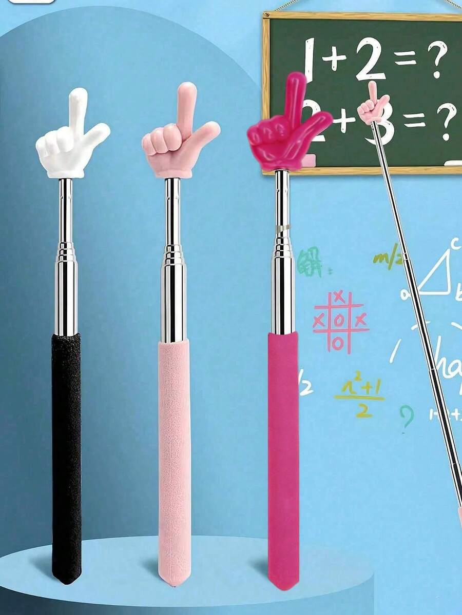 1pc Telescopic Pointer Reading Stick, Retractable Reading Finger Stick, Educational Telescopic Reading Stick, Adjustable Dual-Color Indicator Stick, Multiple Colors Available, Reading Teaching Auxiliary Indicator Stick, Teacher Teaching Stick - Multicolor - View 1