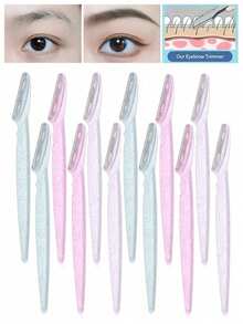 12/6/1 pieza Juego de Formado de Cejas con Brillo Transparente, Juego de Eliminación de Vello, Juego de Afeitado, Juego de Tijeras para Formado de Cejas, Herramientas de Maquillaje, Juego de Herramientas para Ojos - Multicolor - Ver 1