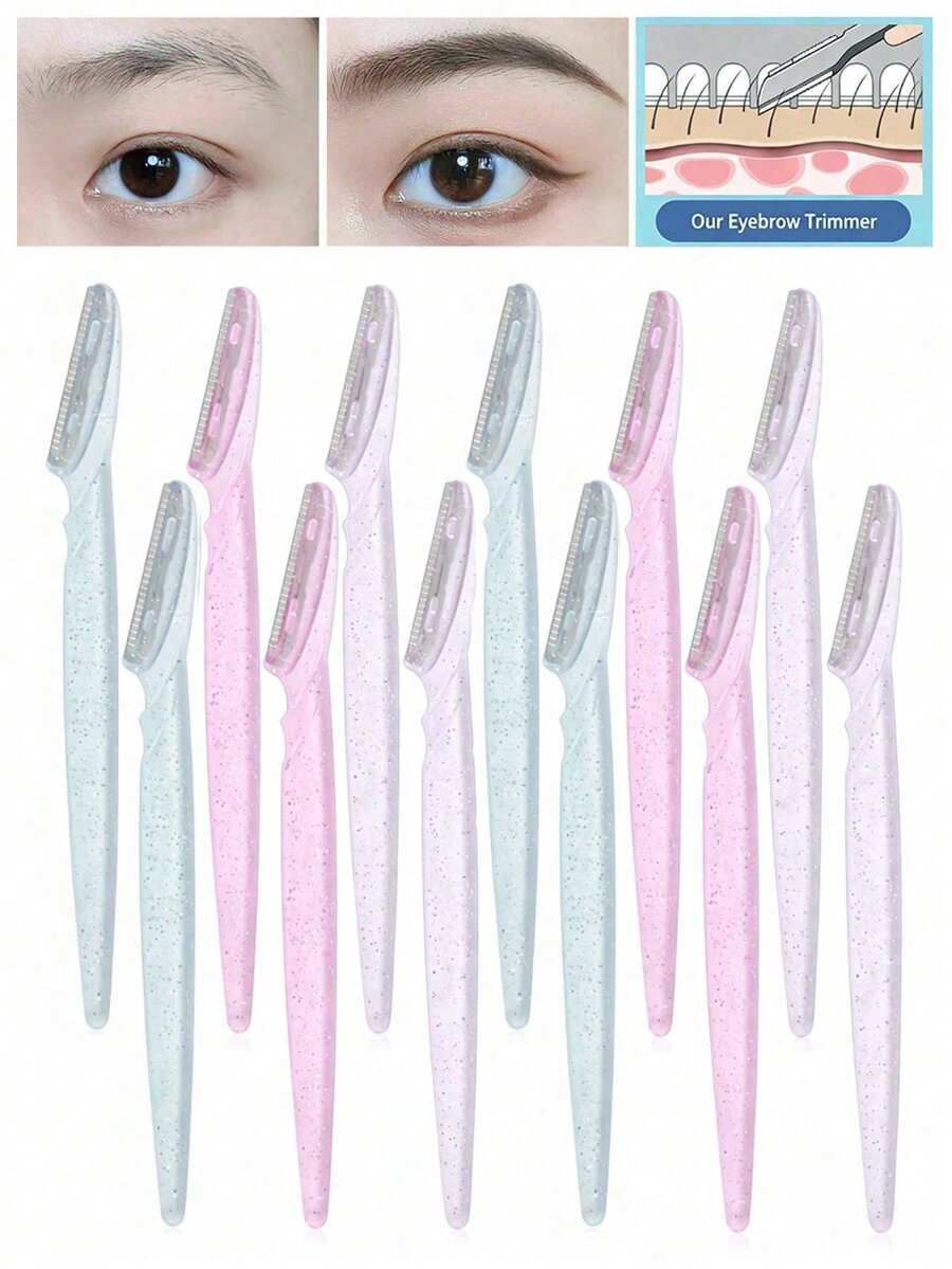 12/6/1 pieza Juego de Formado de Cejas con Brillo Transparente, Juego de Eliminación de Vello, Juego de Afeitado, Juego de Tijeras para Formado de Cejas, Herramientas de Maquillaje, Juego de Herramientas para Ojos - Multicolor - Ver 1