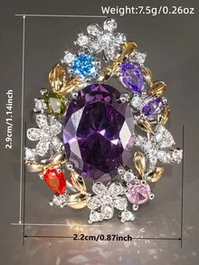 1件優雅立方氧化鋯戒指，適合女性，完美適用於婚禮、訂婚、週年慶祝派對、情人節禮物 - 1# - 查看 7
