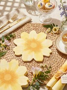 1/20/40 piezas Servilletas con forma de margarita amarilla, servilletas de papel amarillo con relieve de 2 capas, servilletas estilo girasol, adecuadas para fiesta de cumpleaños estilo hippie, decoración de fiesta de margarita bohemia, fiesta de verano retro hippie - Multicolor - Ver 3