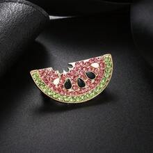 قطعة واحدة من دبوس البطيخ المزخرف بالراين ستون والبلور الكامل بتصميم قطرات الزيت - الذهبي - مشاهدة 7