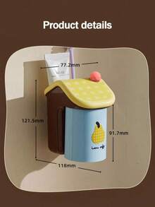1pc Magnetic Toothbrush Holder & Cup Set, Magnetic Toothbrush Holder, Wall-Mounted Toothbrush & Toothpaste Storage Rack, Easy Installation, Cute Design, Inverted Cup Drainage, Dry And Non-Humid, 3-In-1 Toothbrush, Toothpaste And Cup Storage, Bathroom & Home Organization - Multicolor - View 3