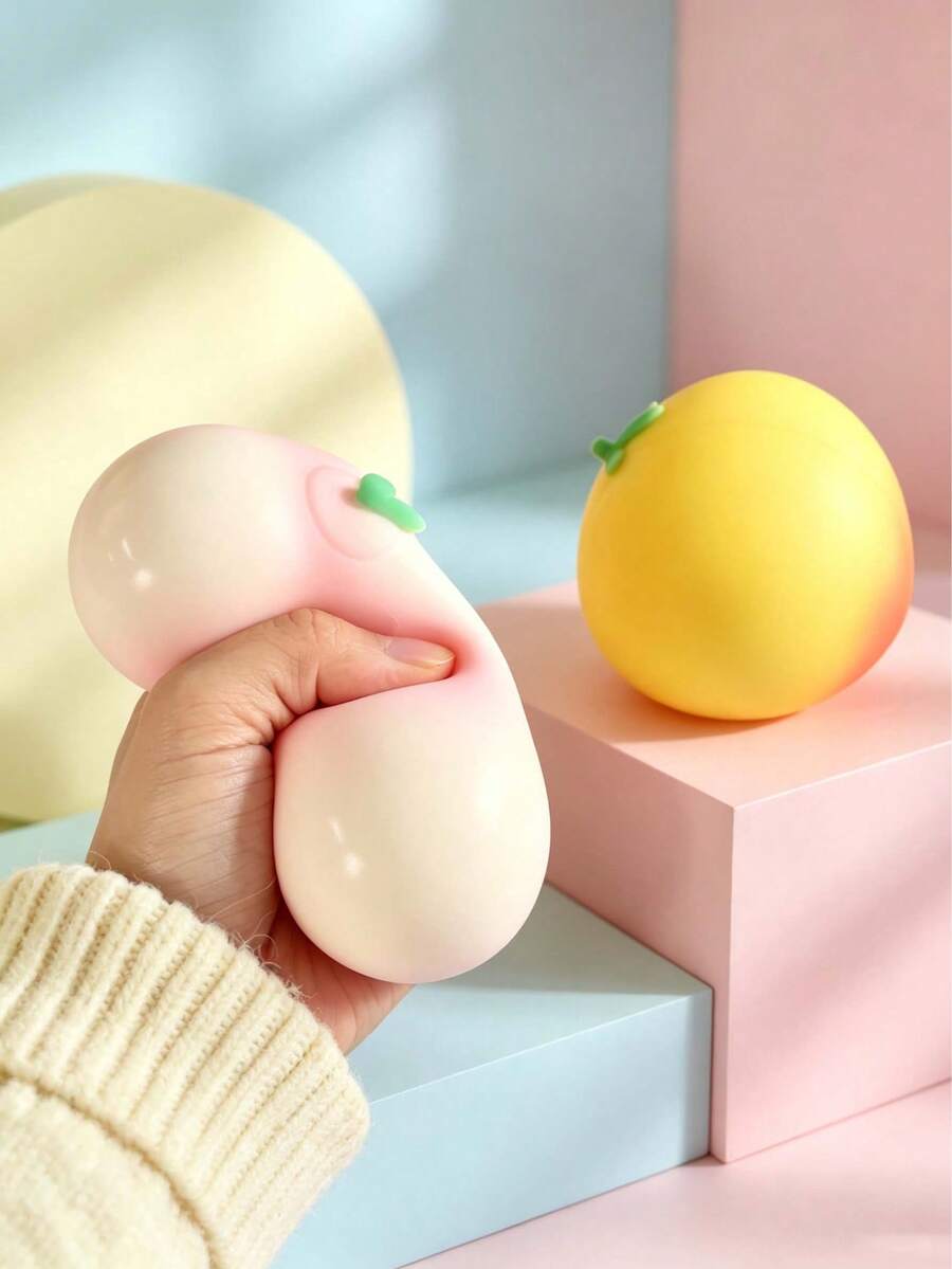 1pc Random Style Creative Stress Relief Squeeze Toy Music Peach Slow Rebound Office Stress Relief Squeeze Toy - Multicolor - View 1
