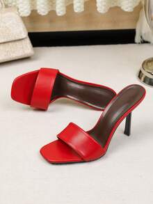 Sandalias de tacón alto para mujer 2026 nuevas versátiles con suela blanda sandalias romanas de moda para exteriores viajes influencer playa sandalias de viaje para mujer - Rojo - Ver 4