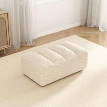 Bravo Ottoman In Grainy Fleece - Beige White - Beige - View 4