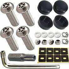 Kit com 4 parafusos pretos antifurto para placa de carro, ferragens de montagem de placa de aço inoxidável à prova de ferrugem, parafusos M6 (1/4") invioláveis para montagem do suporte dianteiro e traseiro, anticorrosivos e antiferrugem, fixadores de placa de carro. - M6 - Visão 13