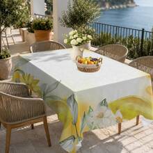 1pc, Home Decor, Lemon Pattern Printed Tablecloth - 100% Polyester, Rectangular, Woven, Suitable For Home Kitchen Dining Room, Party Dinner, Picnic Camping, Date, Wedding, Theme Party Decoration, Indoor And Outdoor Use - Multicolor - View 6