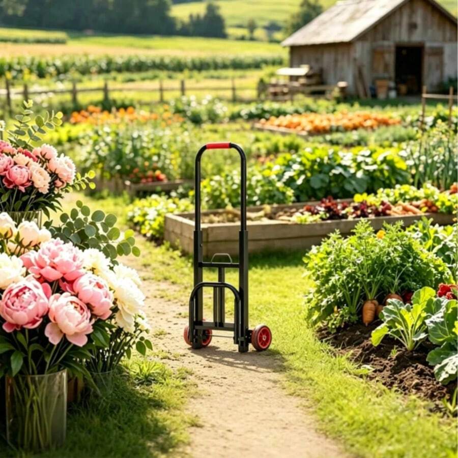 Heavy Duty Garden Folding Portable Lift Trolley With Adjustable Buckle Gear, Stair Climbing Wheels And Portable Lift Trolley For Garden Tools/Plants, Soil Transport Work - 小號 - 查看 1