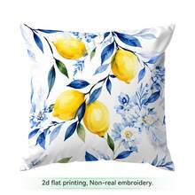 4pcs/1pc Fronha de Almofada em Porcelana Azul e Branca com Padrão Floral de Limão Sem Enchimento, Fronha de Almofada Impressa em Um Lado, Adequada para Sala de Estar, Quarto, Decoração de Casa, Fronha de Almofada para Todas as Estações - Multicolorido - Ver 16