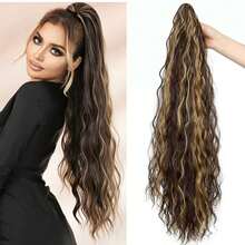 Curly Claw Clip Ponytail Hair Extensions, Highlight Wavy Synthetic Ponytail Extension, Natural Looking Daily Party Wedding Hair Accessories For Women - Multicolor - View 9