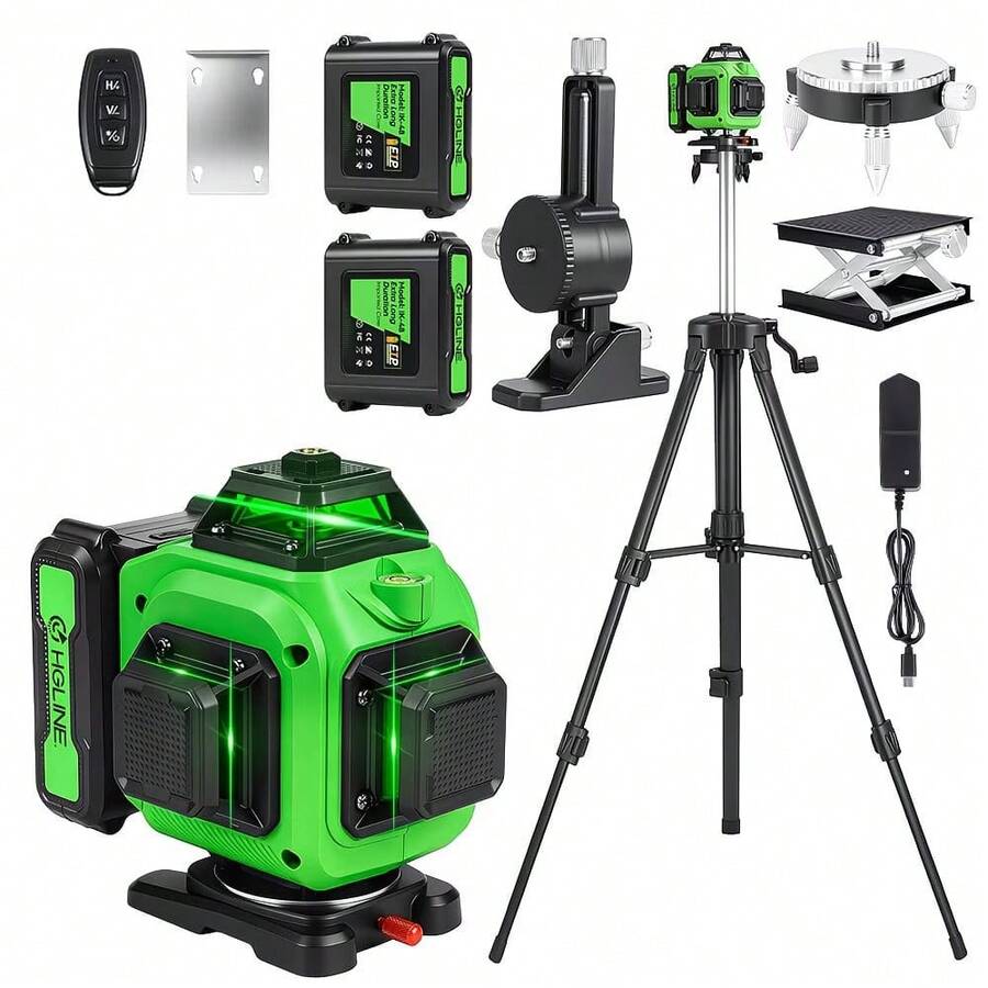 Yofidra Livelli laser 4D a 16 linee Strumento di livellamento di misurazione autolivellante a 360° orizzontale verticale Linea verde Livello laser - Spina tipo C UE (220-240 V) - Visualizzare 1