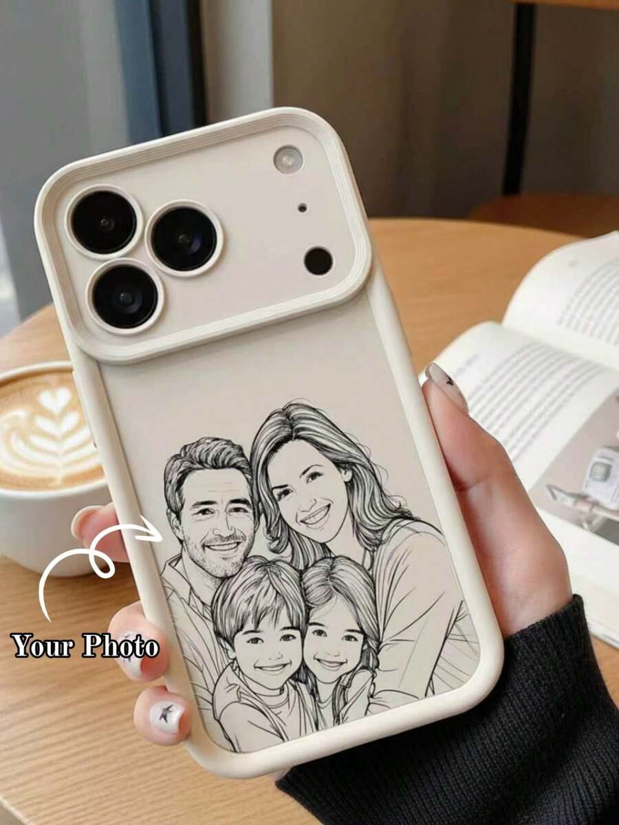 Customizable Line Drawing Phone Cases With Cartoon Compatible With 17 16 15 14 Pro Max Plus Series Family Couple Pet Friend Personal Portrait Image Compatible With S26 S25 S24 S23 S22 Ultra Plus A56 A55 5G, Personalized Gift, Anniversary Gift