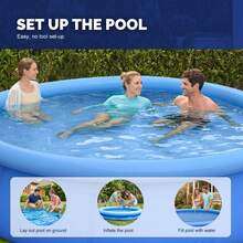 Inflatable Above Ground Pool, Outdoor Top Ring Blow Up Pool Easy Set - 藍色 - 查看 7