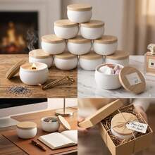 HIZTGHC 60pcs DIY Candle Making Kit, Includes 10 Wood Grain Lid Candle Jars, 50 Handmade Accessories, Sturdy Tin Cans, Suitable For Weddings, Events, Home Decor, Storage And Holiday Gifts - 10 Sets/60 PCS - View 4