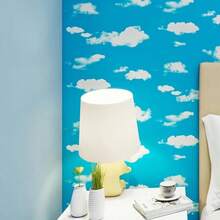 1 Rolo de Papel de Parede Autoadesivo Céu Azul & Nuvens Brancas, Papel de Contato Azul Removível, Adequado para Sala de Estar, Quarto, Cozinha, Hotel, Parede de Bottom de TV, Decoração Doméstica, Adesivo de Parede, Tampo de Mesa de Mármore, Armário, Reforma de Móveis, Papel de Parede Removível DIY - Céu azul e nuvens brancas - Visão 4