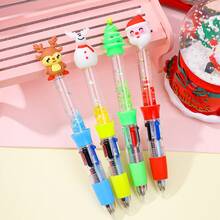 6pcs Cute Christmas Mini Liquid Glitter 4 Color Retractable Ballpoint Pen Cute Reindeer Santa Design 4 In 1 Multicolor Smooth Writing For Teens Gift Reward Back To School Supplies School Prize Student Journaling Stationery - B款聖誕流沙四色筆 - 查看 4
