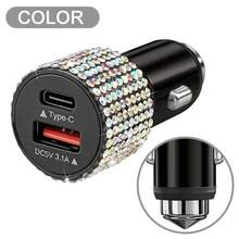 1pc Sparkling Rhinestone Car Charger, Fast Charging USB A/C Type Car Phone Charger, Diamond Adapter, Compatible With 3-In-1 Fast Charging For Car, Retractable Data Cable, Supports Phones, Dashcams, GPS And More, Handmade, Ideal Gift For Men And Women On Holidays/Birthdays - Multicolor - View 32