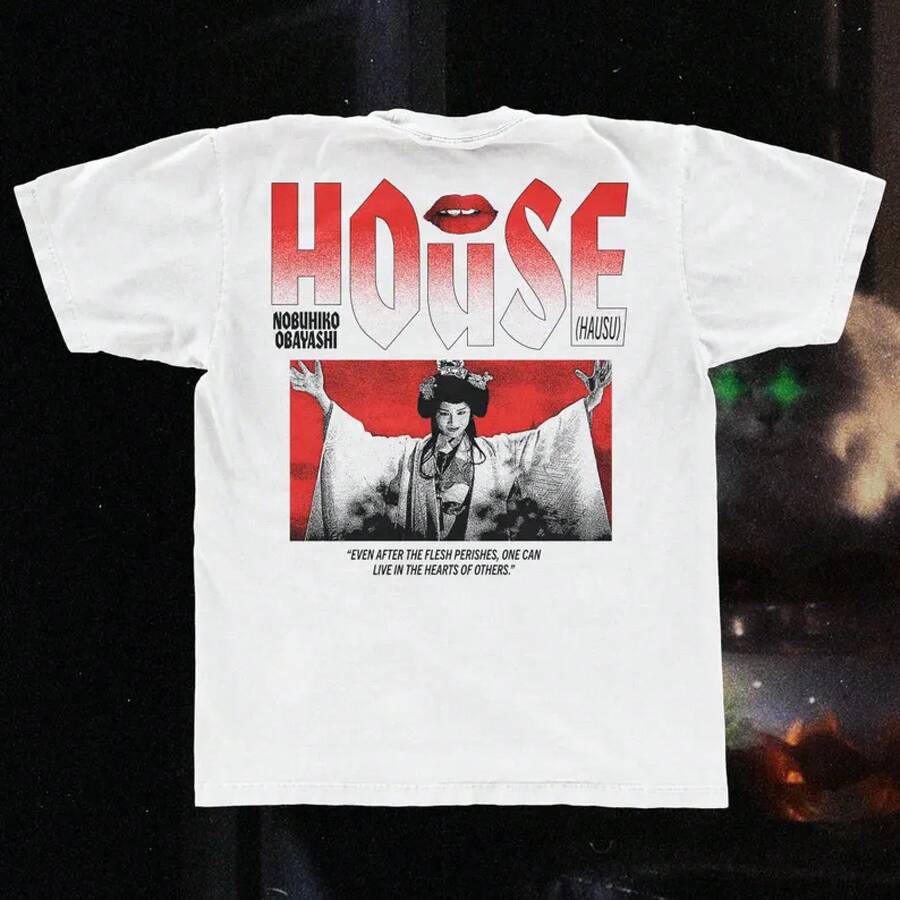 HOUSE Movie T-Shirt 1977, HAUSU T-Shirt, Japanese Horror T-Shirt 1977, Classic Gildan 5000 T-Shirt, Cult Horror Film. - 白色 - 查看 1
