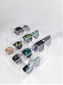 1pc Clear Acrylic Double Layer Fashion Glasses Organizer Stackable High Capacity Dustproof Eyeglass Storage Box Gift - Multicolor - View 7