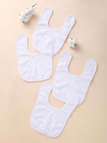 4 piezas de baberos para bebé, transpirables y muy absorbentes, con cierre de presión ajustable - Blanco - View 8