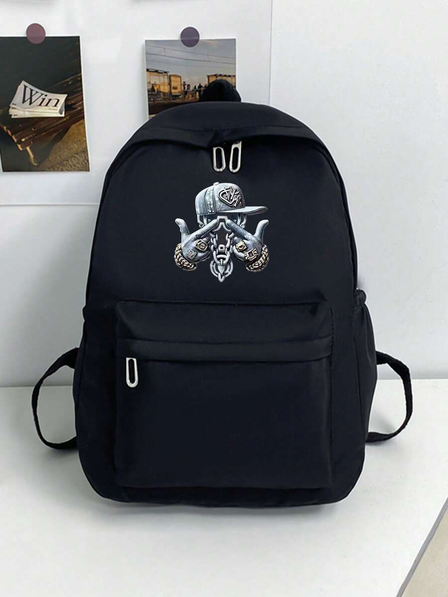 1pc Solid Color Men's Fashion Backpack, Versatile Large Capacity Casual Commuter Student Backpack For Men And Women - Black - View 1