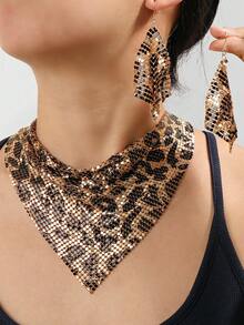1 Set Light Luxury European And American Exaggerated French Vintage Medieval Leopard Print Earring And Necklace Set For Kids - Multicolor - View 2