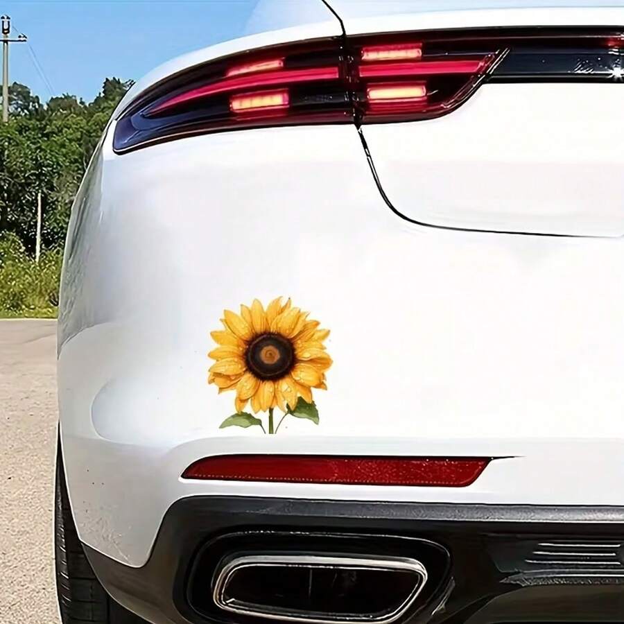 Exquisite Waterproof Car Stickers Featuring Sunflower And Water Droplet Patterns, Suitable For Cars And Laptops. Smooth And Scratch-Resistant Coating, Adding Irresistible Charm To Your Beloved Car! Perfect For Decorating Bumpers, Trucks And SUVs.