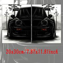 2pcs Modern Black Sports Car Self-Adhesive Wall Stickers, Waterproof Removable Material, Suitable For Living Room, Garage, Game Room And Bedroom Wall Decor, Perfect Holiday Gift For Car Enthusiasts - 2pcs - View 9