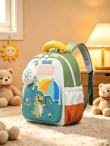 1pc Personalized Back To School Cute Cat & Dinosaur Print Casual Backpack, Zipper Closure Nylon Material, Adjustable Shoulder Straps, Hand-Carry, With Mini Round Coin Purse, Suitable For School, Shopping, Daily Outings, Outdoor Trips, Birthday Gift - Multicolor - View 9