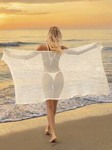 Women's Lightweight Knit Beach Cover-Up Kimono, Versatile For Summer Vacation - Apricot - View 3