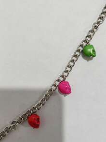 1pc/Punk Style Resin Halloween Skull Pendant Bracelet Suitable For Women's Daily Party Jewelry Gift - 20410-silver - View 7