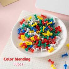 30pcs Gold Push Pins + Storage Box, Transparent Push Pins, Macaron Color Push Pins, Colorful Push Pins, Standard Plastic Gold Large Head Pins, Soft Board Hanging Notice Board Decoration Pins, Office Supplies Back To School Season (One Size Is Gold) - Sets - View 14