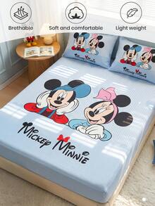 1 buah Sprei Fitted Motif Kartun Disney (Sarung Bantal Tidak Termasuk), Penutup Kasur Ramah Kulit, Perlengkapan Tidur Lucu, Pelindung Kasur Lembut dan Bernapas, Berbagai Gaya, Cocok untuk Kasur Twin/Full/Queen/King/California King, Dapat Dicuci dengan Mesin - MultiWarna - View 6