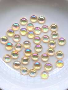 200pcs 8mm Transparent Semi Circle AB Acrylic Flat Bottom Rhinestone Nail Art Clip DIY Craft Decorative Accessories - Color - View 16