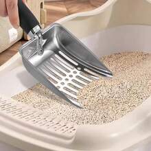 1pc Stainless Steel Cat Litter Scoop With Long Handle - Efficient Sand-Draining Design, Pet Cleaning Accessories: Perforated Cat Litter Scoop With Non-Slip Grip Design. This Quick-Filter Cat Litter Scoop Features A Hollow Mesh Design For Easy - Multicolor - View 4