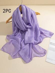 1pc Soft And Lightweight Solid Color Long Scarf For Outdoor All Seasons - Purple - View 5