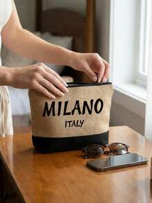 黑色卡其色大容量托特包套組，印有「Italy Milan」卡通字母圖案設計，包含多功能包款：沙灘包、化妝包、小方包、手提包、帽子、太陽眼鏡、筆袋和盥洗包。適合婚禮、海邊度假和返校禮物，是假期和度假的理想選擇，也完美適用於日常使用。這是送給女性、母親、老師、朋友、伴娘、學生和返校季節的完美禮物。 - 彩色 - 查看 7