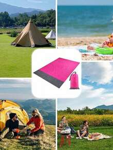 Waterproof Beach Mat, Extra Large Waterproof Beach Blanket, Foldable Waterproof Pocket Beach Blanket, Portable Lightweight Picnic Beach Mat, Quick-Dry Outdoor Sand-Proof, Portable Outdoor Blanket, Suitable For Picnic, Travel, Camping And Hiking - Multicolor - View 2