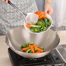 Wok profesional de acero inoxidable con fondo redondo y doble asa, adecuado para uso doméstico en comedor y cocina - Wok de doble asa - Ver 3