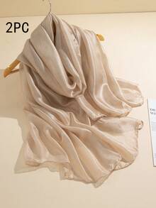 1pc Soft Breathable Minimalist Solid Scarf Daily Collocation For Daily Life - Khaki - View 6