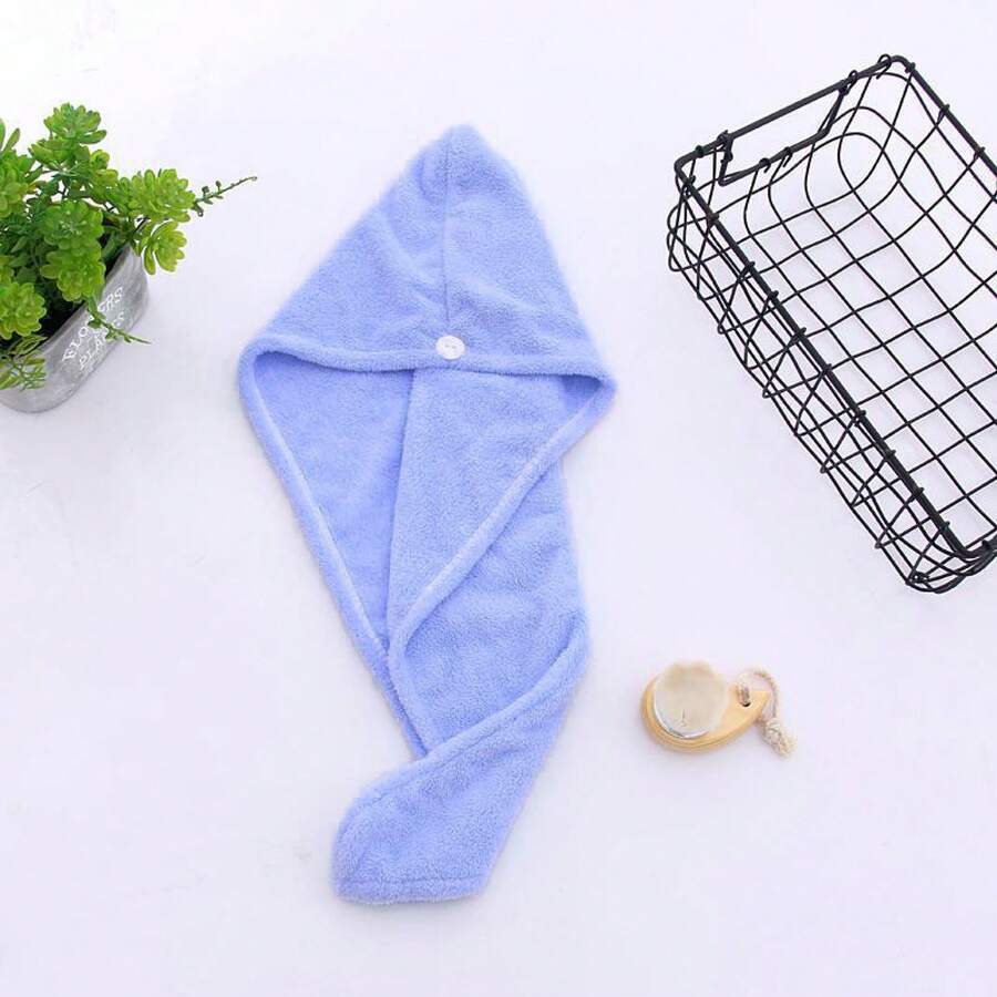 Gorro secacabello microfibra con broche, muy absorbente y secado rápido - Azul - Ver 1