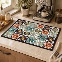 1pc Plaid Pattern Diatomaceous Earth Drying Mat, Non-Slip Heat-Resistant Absorbent Pad, Suitable For Kitchen Countertop, Coffee Machine, Tableware, Home Cafe Bar Party Decoration Placemat Gift - Multicolor - View 11