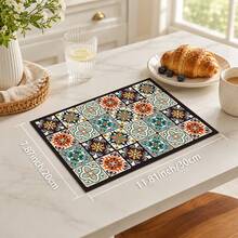 1pc Plaid Pattern Diatomaceous Earth Drying Mat, Non-Slip Heat-Resistant Absorbent Pad, Suitable For Kitchen Countertop, Coffee Machine, Tableware, Home Cafe Bar Party Decoration Placemat Gift - Multicolor - View 15