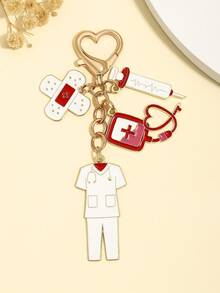 Cute Alloy Enamel Nurse Uniform Tool Shaped Keychain, Health Care Gift, Nurses Day, Mother's Day Gift, Ideal Gift For Best Friend - Multicolor - View 12